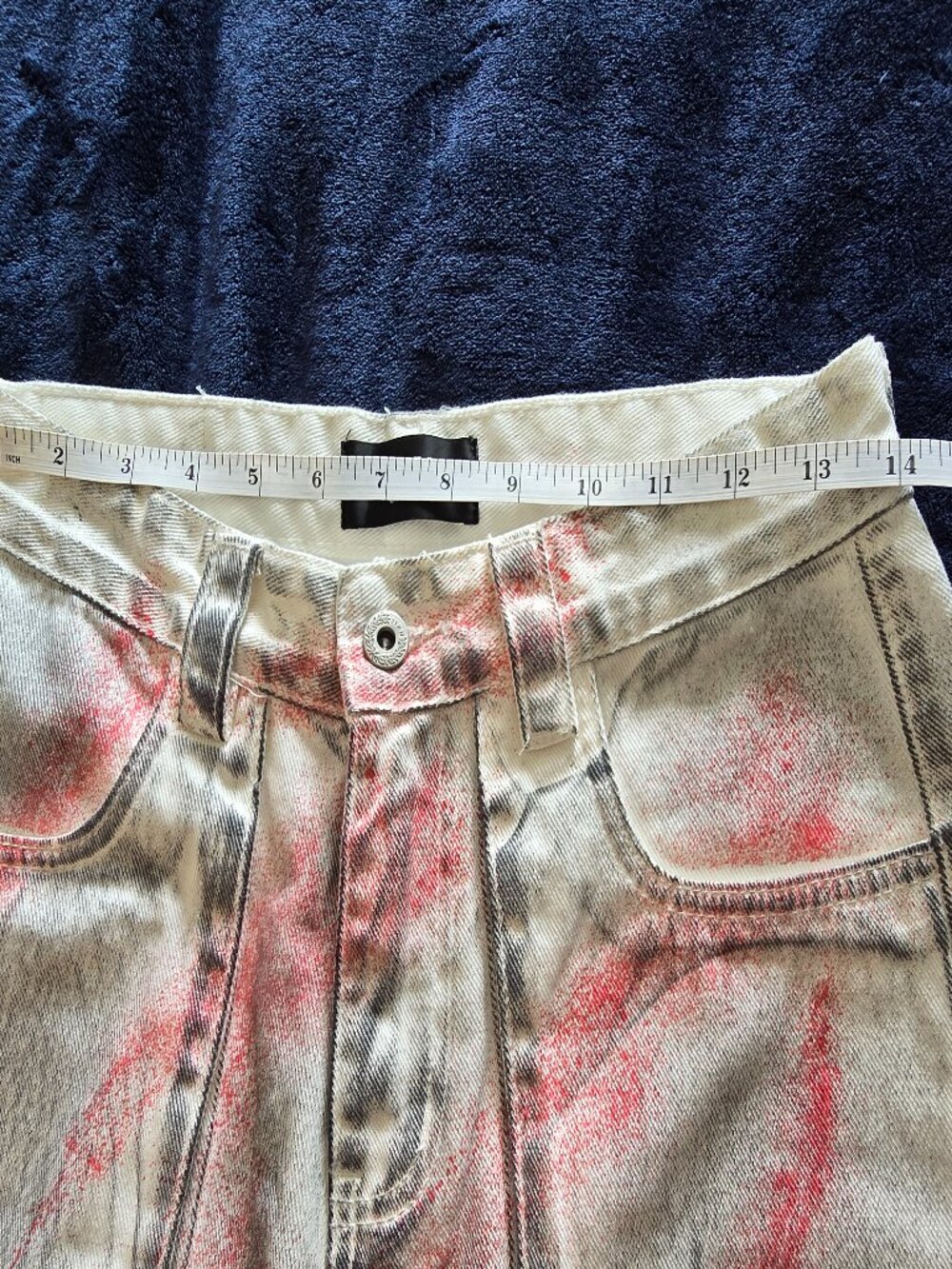 11KN BRAND Cyber Y2K Multi-Pocket Stacked Cargo Jeans Unisex Wide Leg Graffiti - Picture 12 of 16